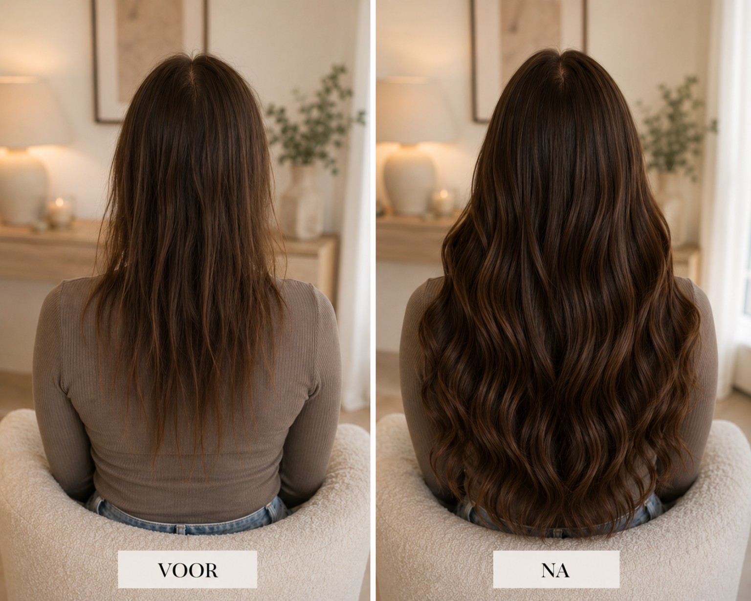 Voor en na: meer volume met extensions