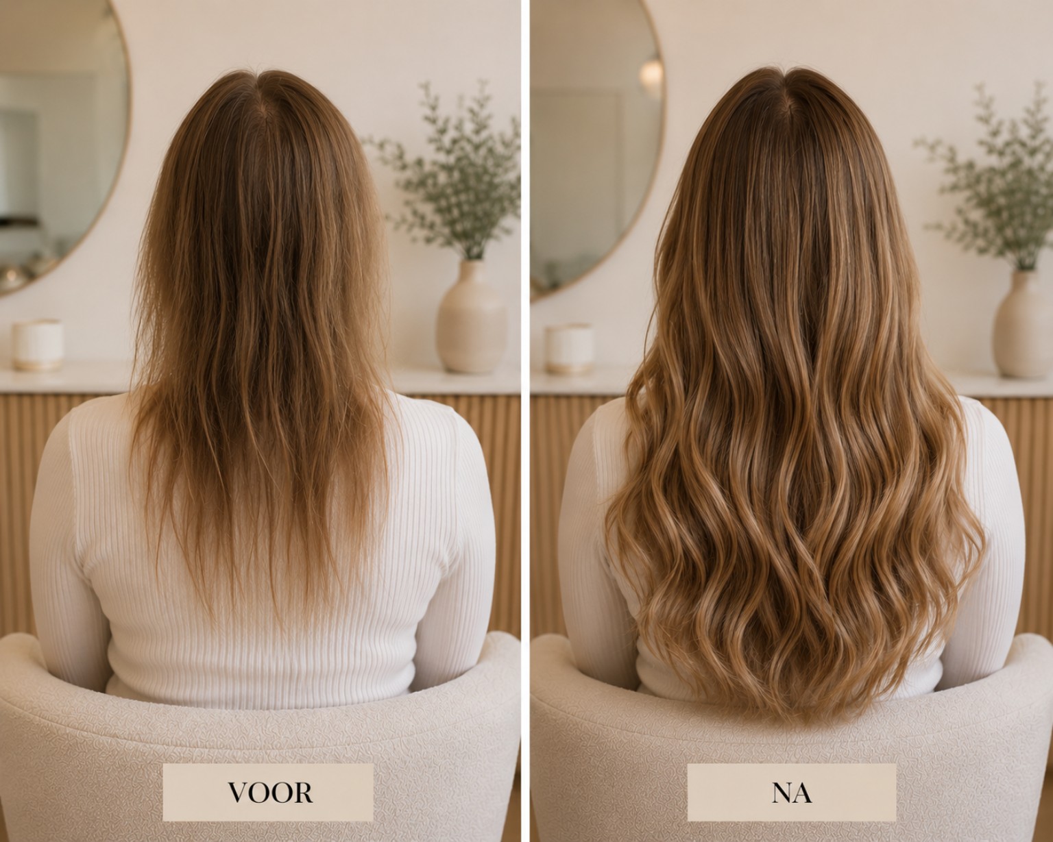 Voor en na: verlenging tot 50 centimeter